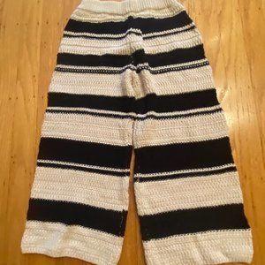 Zara Girl's Wide Leg Knit Pants. Black and Cream Strips, Size 4-5